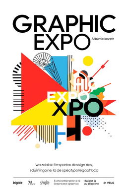 A square album cover for an art exhibition titled 'Graphic Expo', featuring the subtitle 'Expoziția studenților de la specializarea grafică'