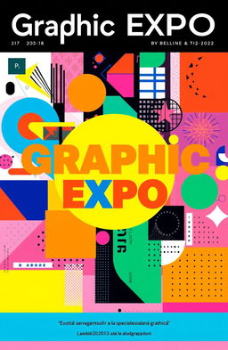 A square album cover for an art exhibition titled 'Graphic Expo', featuring the subtitle 'Expoziția studenților de la specializarea grafică'