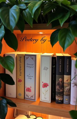 A beautifully arranged collection of poetry books, each with elegant covers featuring artistic designs that reflect the essence of Letty's poetic style