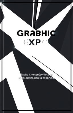 A square black and white cover for an art album titled 'Graphic Expo', showcasing the creativity of students specializing in graphic design