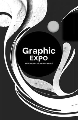 A square black and white cover design for an art album titled 'Graphic Expo', featuring the subtitle 'expoziția studenților de la specializarea grafică'
