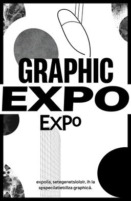 A square black and white cover design for an art album titled 'Graphic Expo', featuring the subtitle 'expoziția studenților de la specializarea grafică'