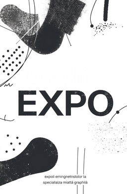 A square black and white cover design for an art album titled 'Graphic Expo', featuring the subtitle 'expoziția studenților de la specializarea grafică'