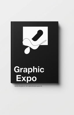 A modern square cover design in black and white for an art album titled 'Graphic Expo'