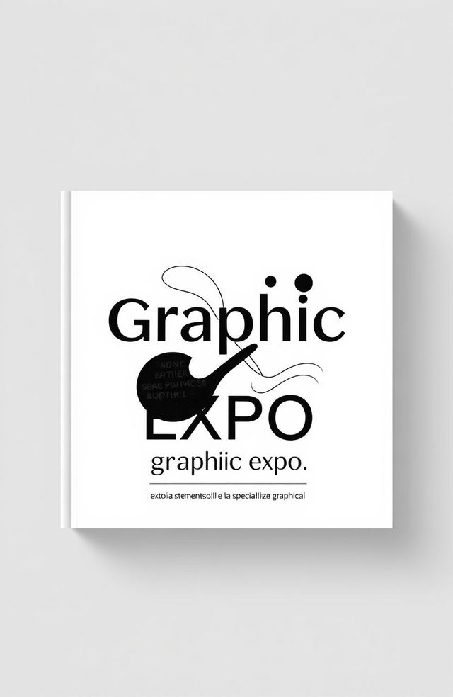 A modern square cover design in black and white for an art album titled 'Graphic Expo'