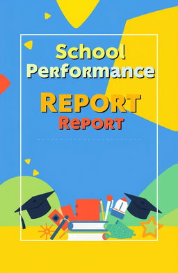 A visually appealing cover page for a school performance report, featuring a colorful background with abstract geometric shapes symbolizing creativity and education