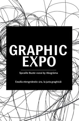 A modern square album cover in black and white for an art collection titled 'Graphic Expo'