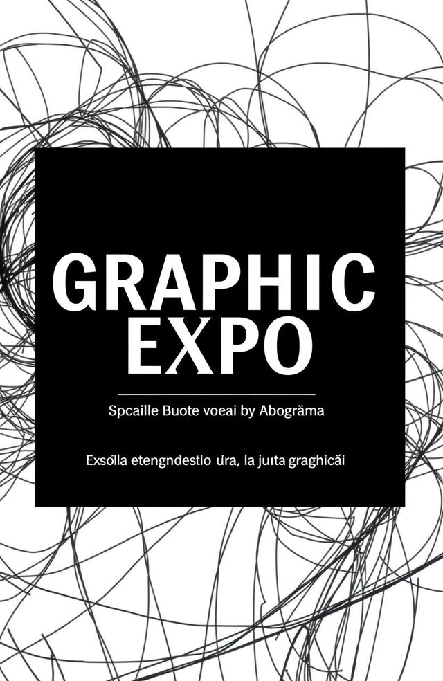 A modern square album cover in black and white for an art collection titled 'Graphic Expo'