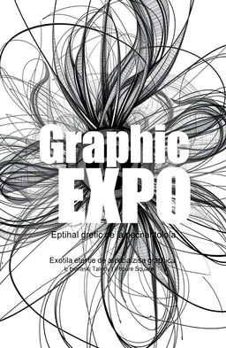 A modern square album cover in black and white for an art collection titled 'Graphic Expo'