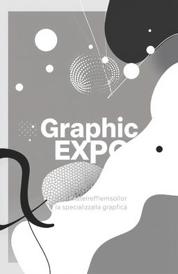 A modern square cover design in black and white for an art album titled 'Graphic Expo'