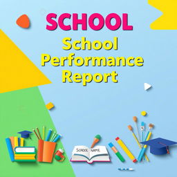 A visually appealing cover page for a school performance report, featuring a colorful background with abstract geometric shapes symbolizing creativity and education