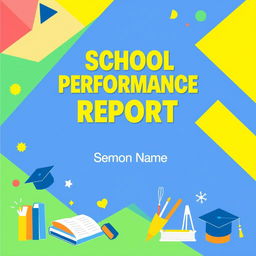 A visually appealing cover page for a school performance report, featuring a colorful background with abstract geometric shapes symbolizing creativity and education
