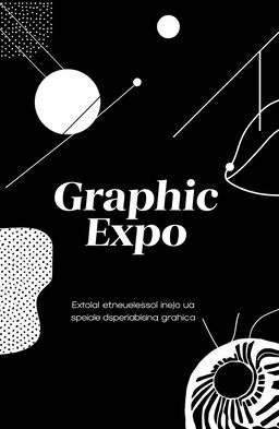 A modern black-and-white square cover design for an art album titled 'Graphic Expo'