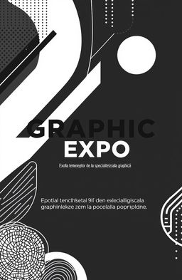 A modern black-and-white square cover design for an art album titled 'Graphic Expo'