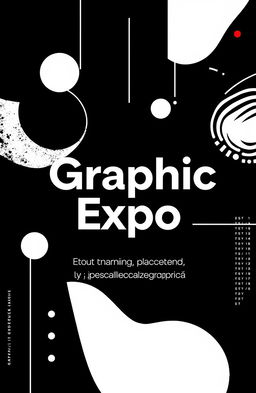 A modern square album cover in black and white for an art collection titled 'Graphic Expo', featuring the subtitle 'Expoziția studenților de la specializarea grafică'