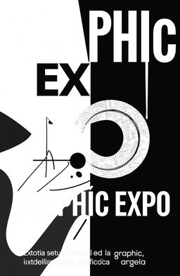 A modern square album cover in black and white for an art collection titled 'Graphic Expo', featuring the subtitle 'Expoziția studenților de la specializarea grafică'