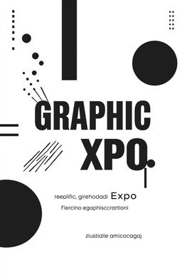 A modern square album cover in black and white for an art collection titled 'Graphic Expo', featuring the subtitle 'Expoziția studenților de la specializarea grafică'