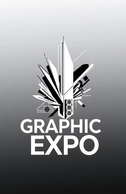 A modern, square black and white cover for an art album titled 'Graphic Expo'