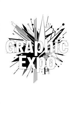 A modern, square black and white cover for an art album titled 'Graphic Expo'