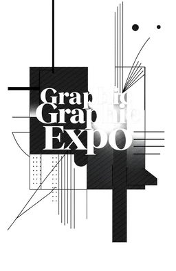 A square black and white album cover for an art collection titled 'Graphic Expo'