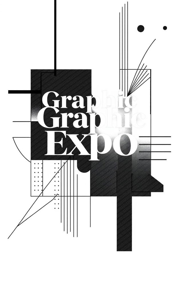 A square black and white album cover for an art collection titled 'Graphic Expo'