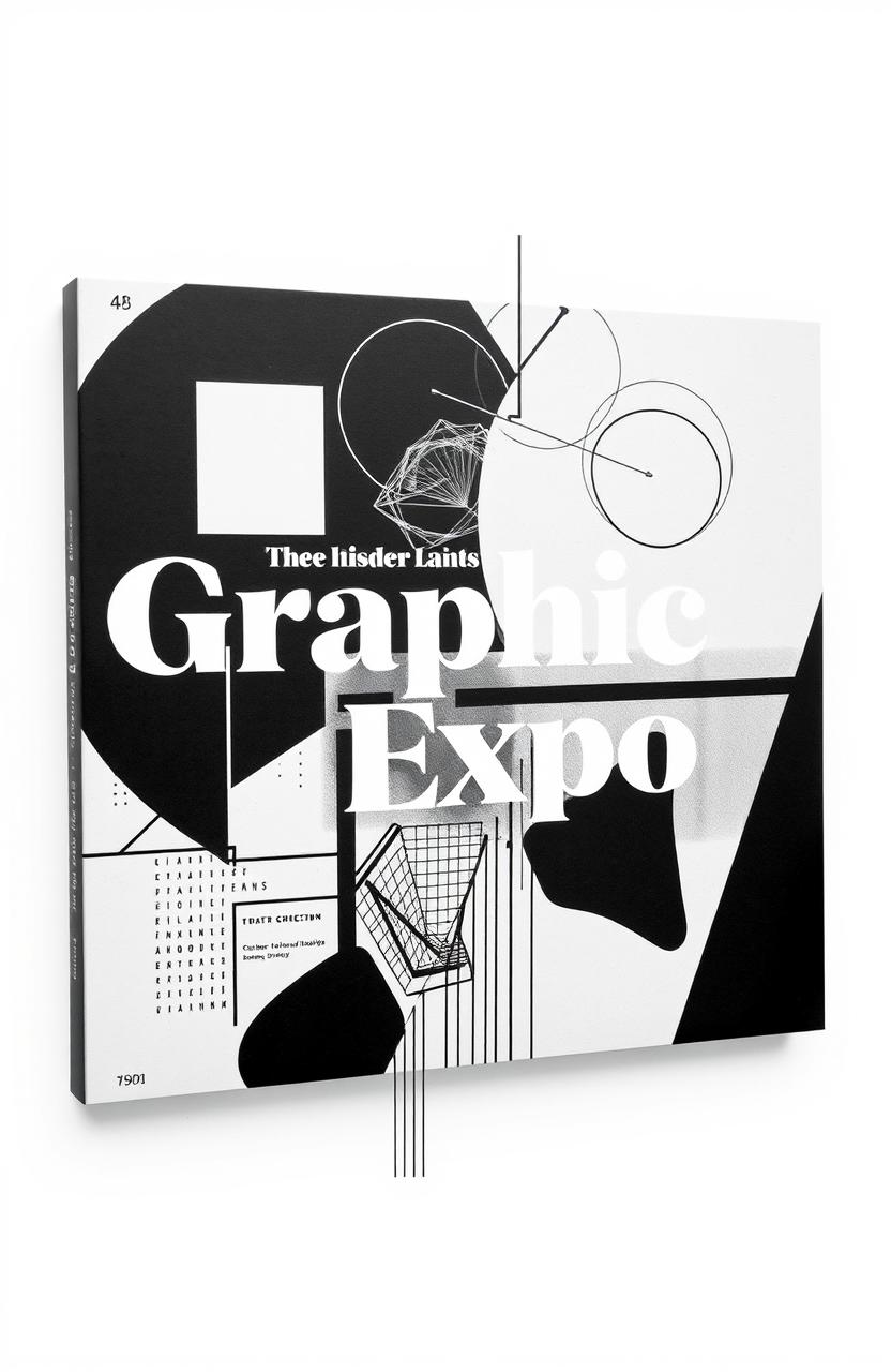 A square black and white album cover for an art collection titled 'Graphic Expo'