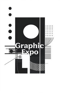 A square black and white album cover for an art collection titled 'Graphic Expo'