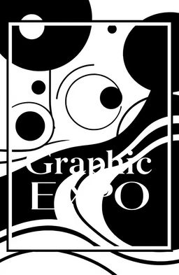 A square black and white cover for an art album titled 'Graphic Expo', showcasing abstract graphic elements
