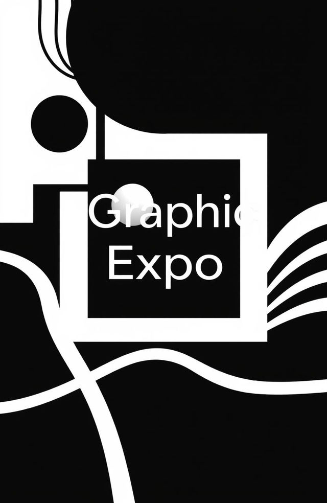 A square black and white cover for an art album titled 'Graphic Expo', showcasing abstract graphic elements