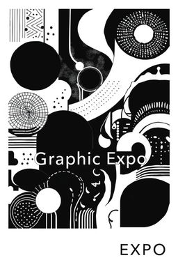 A square black and white album cover titled 'Graphic Expo', showcasing abstract graphic elements