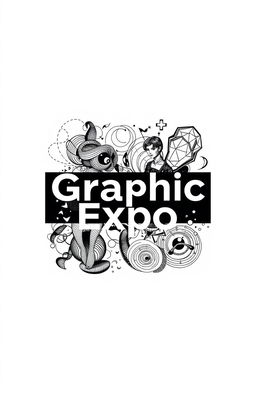 A square black-and-white cover design for an art album titled "Graphic Expo"
