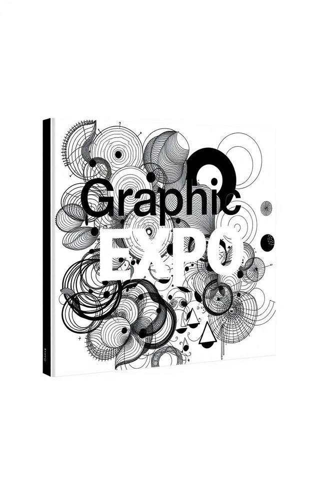 A square black-and-white cover design for an art album titled "Graphic Expo"