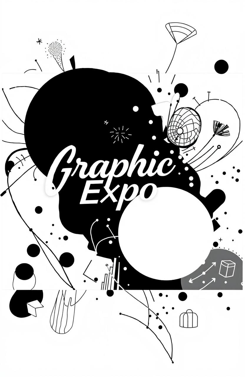 A black and white square album cover for an art album titled 'Graphic Expo'