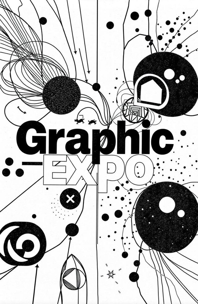 A black and white square album cover for an art album titled 'Graphic Expo'