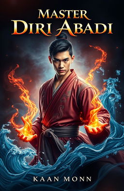 A captivating novel cover featuring a handsome young man embodying the essence of martial arts and cultivation