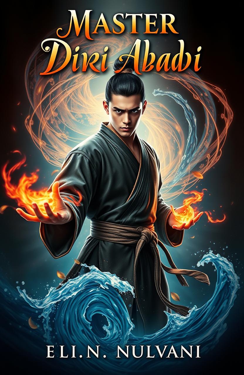 A captivating novel cover featuring a handsome young man embodying the essence of martial arts and cultivation