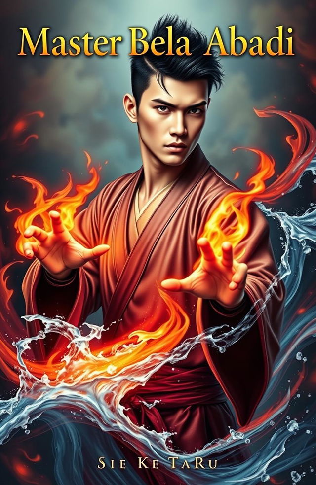 A captivating novel cover featuring a handsome young man embodying the essence of martial arts and cultivation