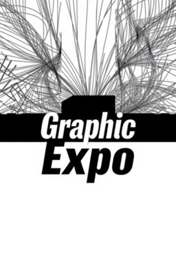 A square black and white album cover for an art exhibition titled 'Graphic Expo'