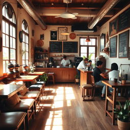 A charming vintage coffee shop interior in Kulon Progo, Yogyakarta, showcasing the warm and inviting atmosphere