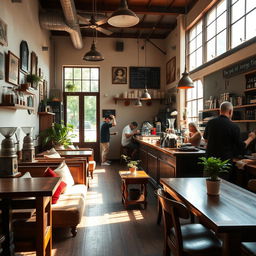 A charming vintage coffee shop interior in Kulon Progo, Yogyakarta, showcasing the warm and inviting atmosphere