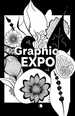 A square black and white album cover for an art collection titled 'Graphic Expo'