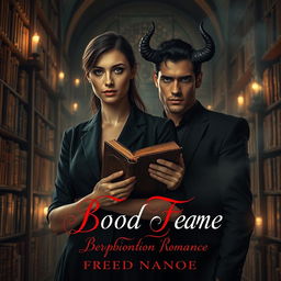 In a mystical library as the backdrop with towering shelves filled with ancient books, illuminated by flickering candlelight