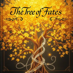 A mystical book cover featuring the title "The Tree of Fates" elegantly written in intricate calligraphy at the top