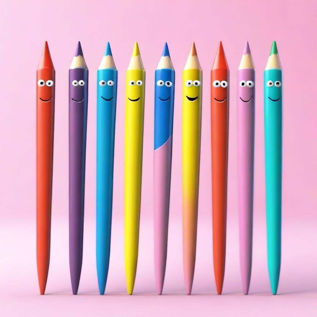 A high-quality 3D image of a cute, plastic pencil designed for kids