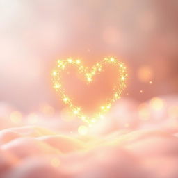 A radiant, ethereal scene depicting a glowing heart made of soft, shimmering lights against a dreamy background of pastel colors
