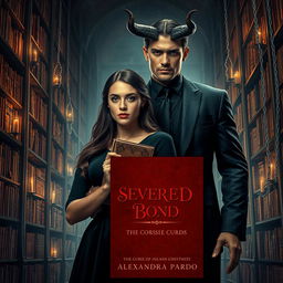 In a mystical library as the backdrop, featuring towering shelves of ancient books illuminated by flickering candlelight