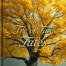A book cover featuring the title "The Tree of Fates" elegantly written in shimmering calligraphy