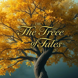 A book cover featuring the title "The Tree of Fates" elegantly written in shimmering calligraphy