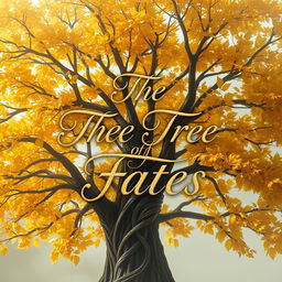 A book cover featuring the title "The Tree of Fates" elegantly written in shimmering calligraphy