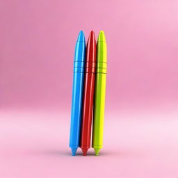 A high-quality 3D image of a single, cute, plastic pen designed for kids